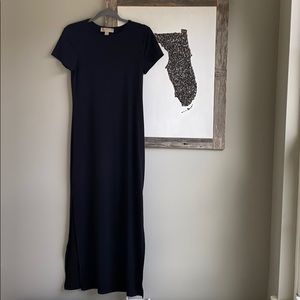 Micheal Kors long blk cap sleeve maxi dress slits